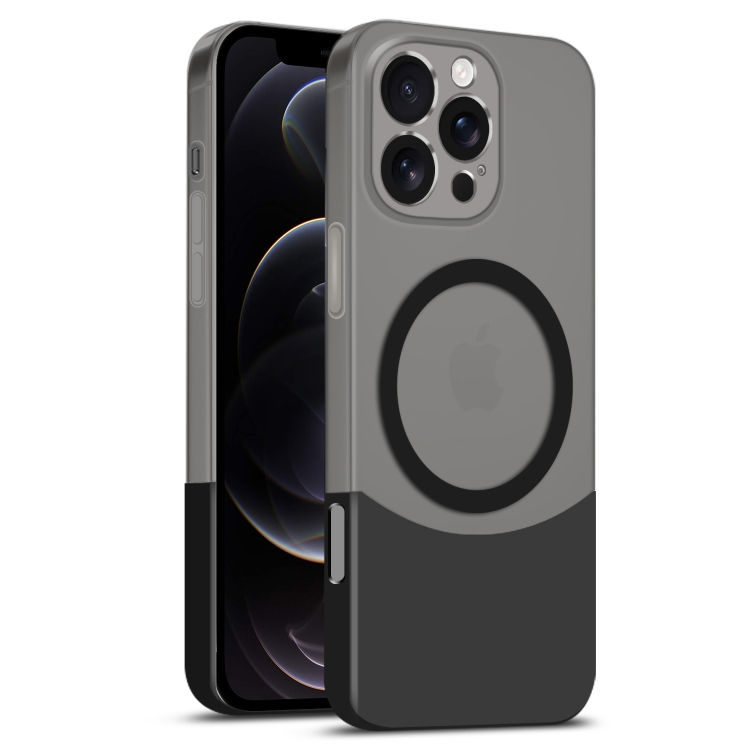 

For iPhone 12 Pro Dual Color Stitching MagSafe Magnetic PC Phone Case(Black)
