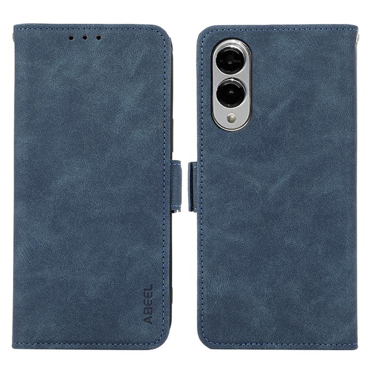 

For Samsung Galaxy S25 Edge 5G ABEEL Frosted Magnetic RFID Leather Phone Case(Blue)