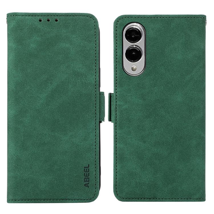 

For Samsung Galaxy S25 Edge 5G ABEEL Frosted Magnetic RFID Leather Phone Case(Green)