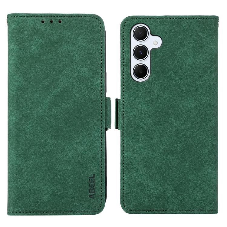 

For Samsung Galaxy S25 FE 5G ABEEL Frosted Magnetic RFID Leather Phone Case(Green)