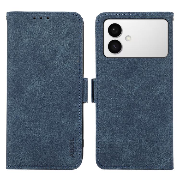 

For Samsung Galaxy S26 Edge 5G ABEEL Frosted Magnetic RFID Leather Phone Case(Blue)