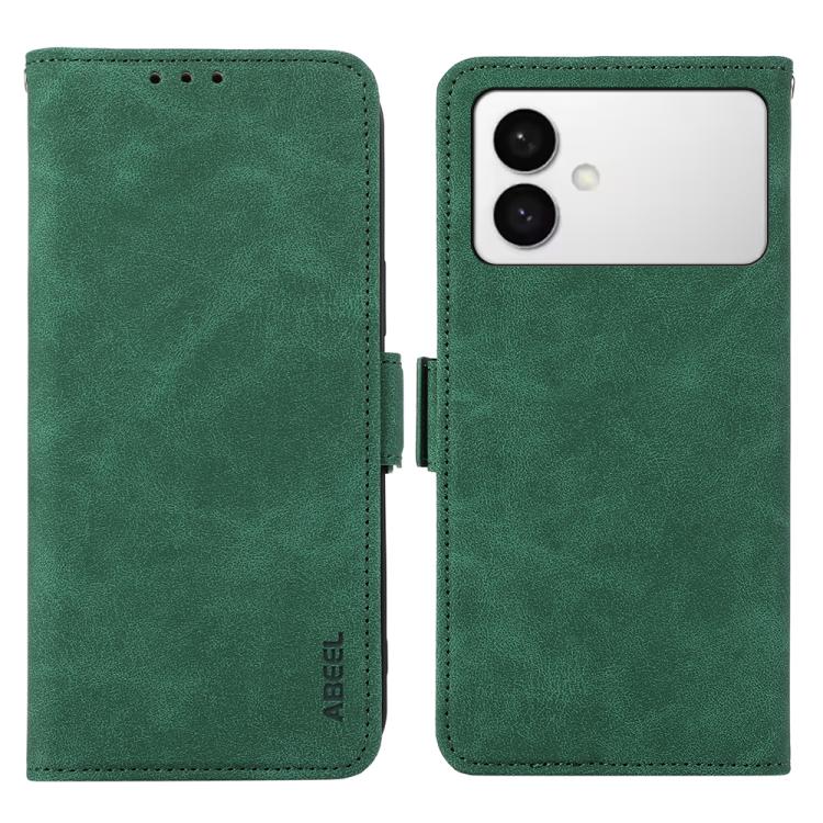 

For Samsung Galaxy S26 Edge 5G ABEEL Frosted Magnetic RFID Leather Phone Case(Green)