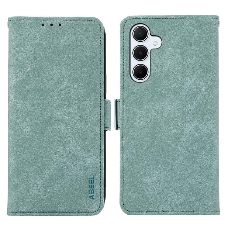 

For Samsung Galaxy S26 Pro 5G ABEEL Frosted Magnetic RFID Leather Phone Case(Cyan)