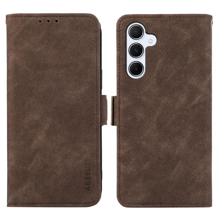 

For Samsung Galaxy S26 Pro 5G ABEEL Frosted Magnetic RFID Leather Phone Case(Brown)