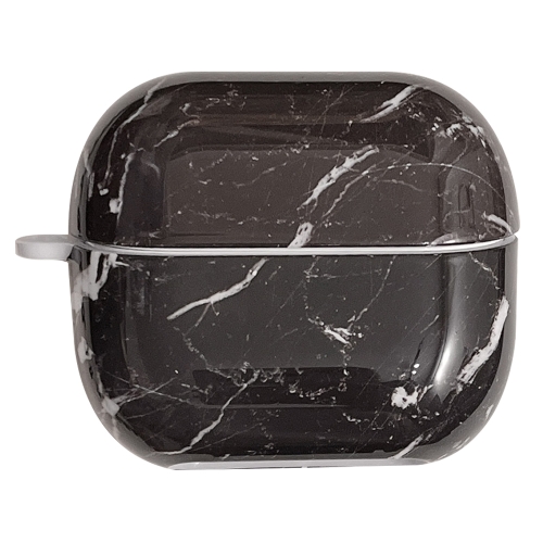 

For Samsung Galaxy Buds3 / Buds3 Pro Marble Texture Glossy PC Earphone Protective Case(Black)