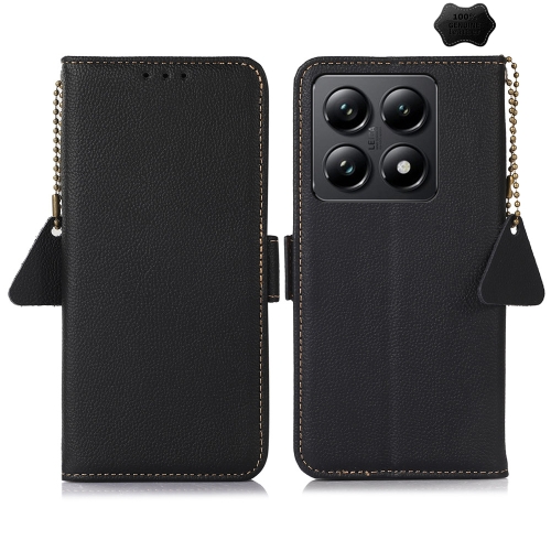 

For Xiaomi 14T Side-Magnetic TJ Genuine Leather RFID Phone Case(Black)