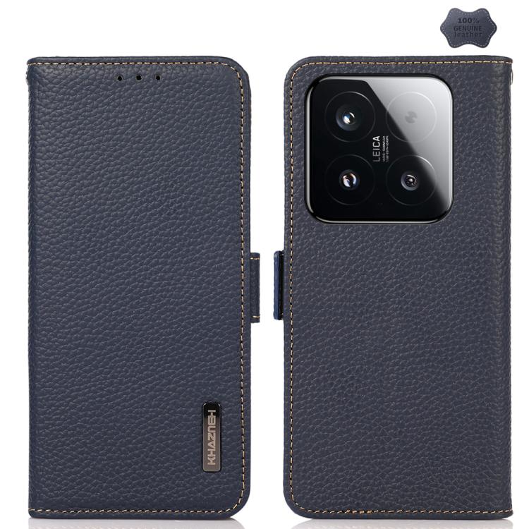 

For Xiaomi 15T 5G KHAZNEH Side-Magnetic Litchi Genuine Leather RFID Phone Case(Blue)