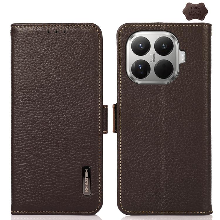 

For Xiaomi 17T 5G KHAZNEH Side-Magnetic Litchi Genuine Leather RFID Phone Case(Brown)