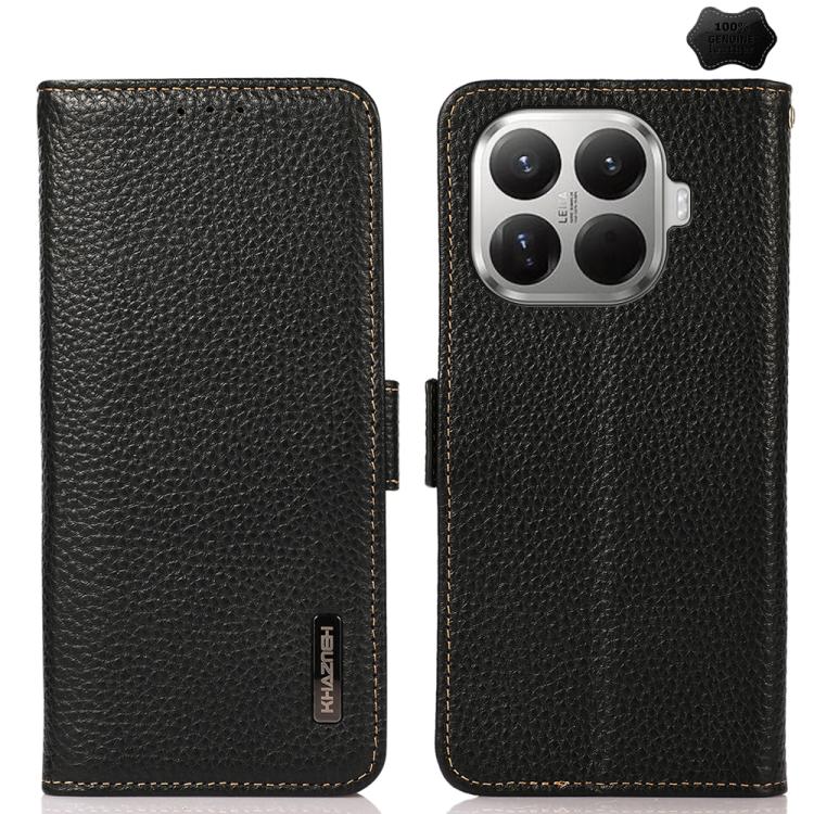 

For Xiaomi 17T Pro 5G KHAZNEH Side-Magnetic Litchi Genuine Leather RFID Phone Case(Black)