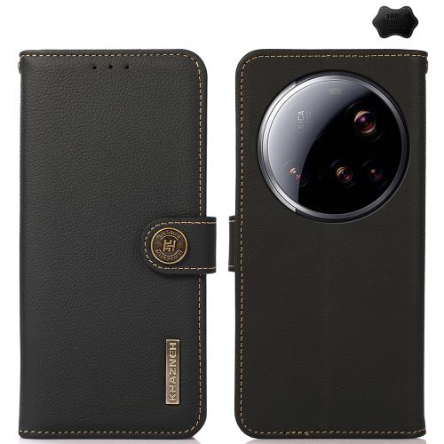 

For Xiaomi 15 Ultra KHAZNEH Custer Texture RFID Genuine Leather Phone Case(Black)