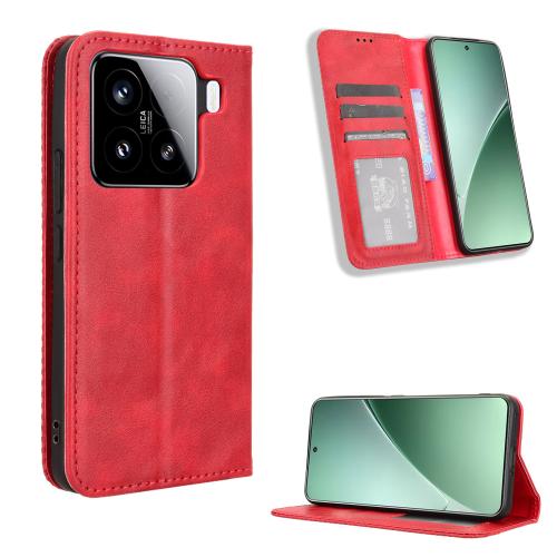 

For Xiaomi 15 Pro Magnetic Buckle Retro Texture Leather Phone Case(Red)