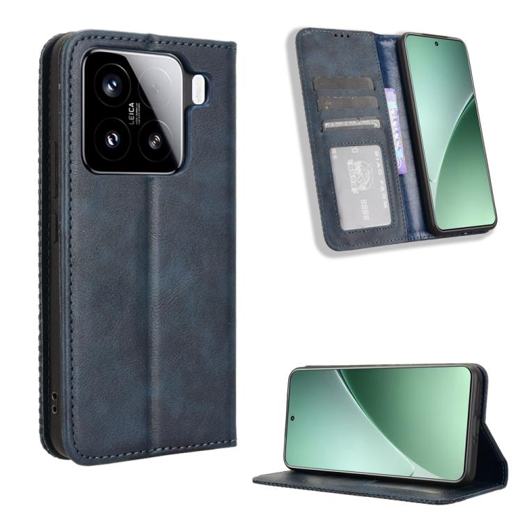 

For Xiaomi 15 Pro Magnetic Buckle Retro Texture Leather Phone Case(Blue)
