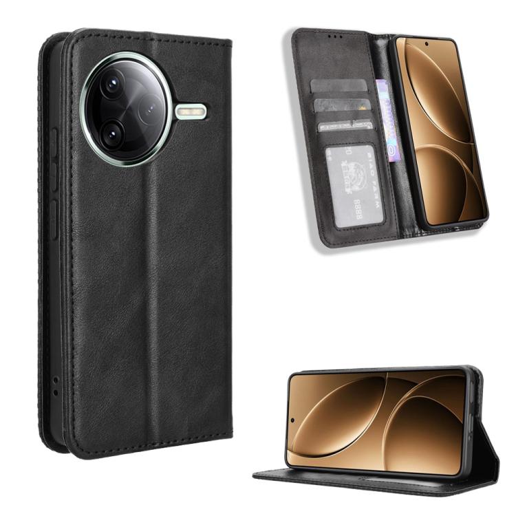 

For Xiaomi Poco F7 Pro 5G / F7 Ultra Magnetic Buckle Retro Texture Leather Phone Case(Black)