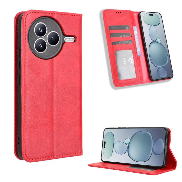 

For Xiaomi Civi 5 Pro 5G Magnetic Buckle Retro Texture Leather Phone Case(Red)