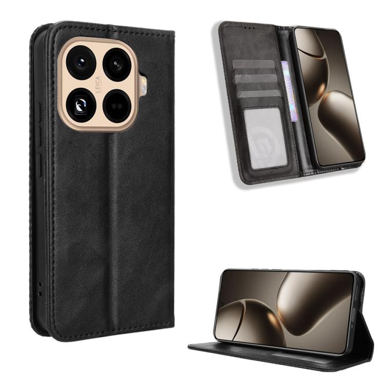 

For Xiaomi 15T Pro 5G Magnetic Buckle Retro Texture Leather Phone Case(Black)