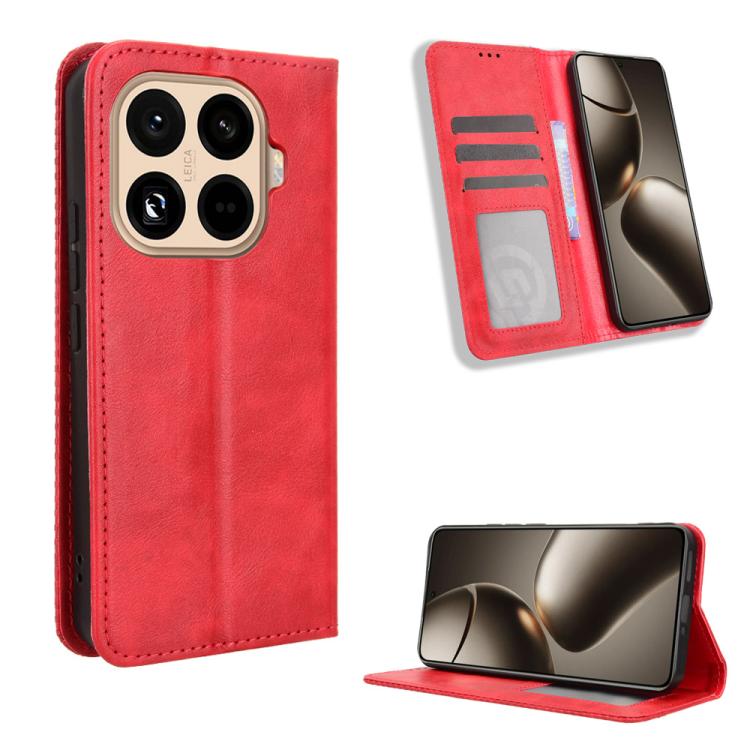 

For Xiaomi 15T Pro 5G Magnetic Buckle Retro Texture Leather Phone Case(Red)