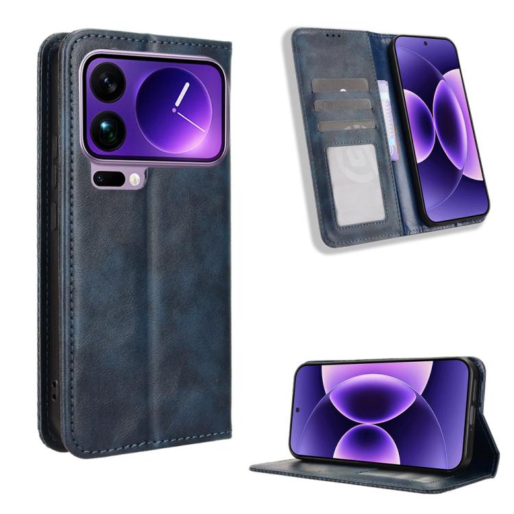 

For Xiaomi 17 Pro Magnetic Buckle Retro Texture Leather Phone Case(Blue)