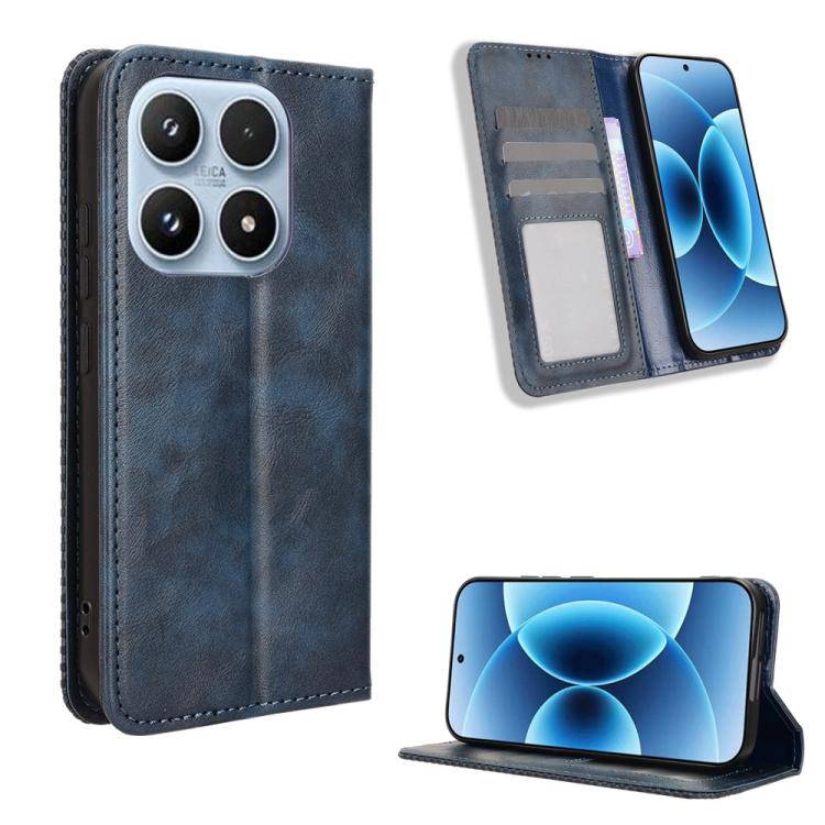 

For Xiaomi 17 Magnetic Buckle Retro Texture Leather Phone Case(Blue)