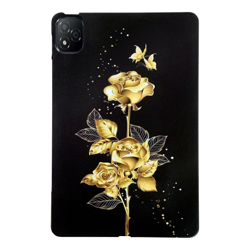 

For Infinix Xpad Color Painting Pattern Smart Tablet TPU Case(Golden Rose)