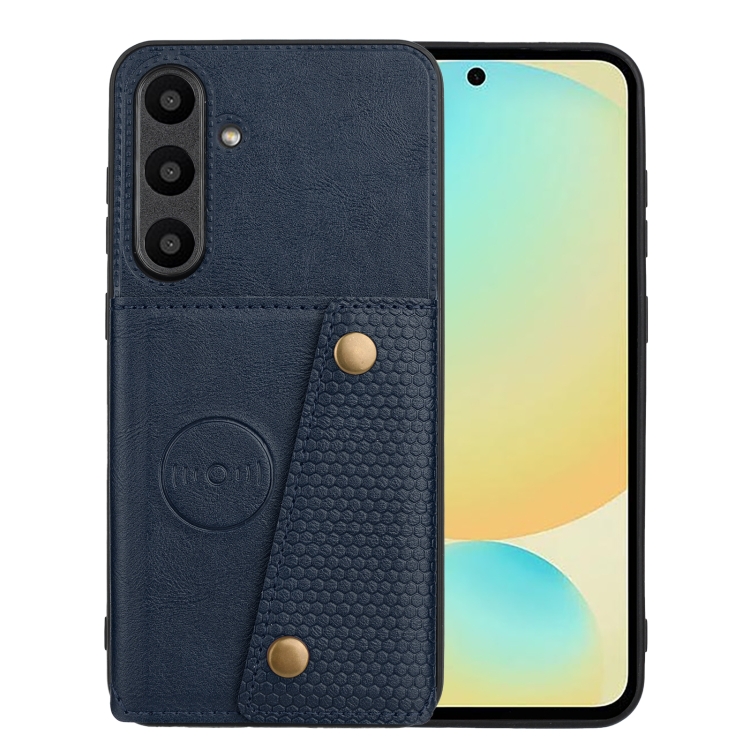 

For Samsung Galaxy S24 FE 5G Double Buckle Card Slots Magnetic Phone Case(Blue)