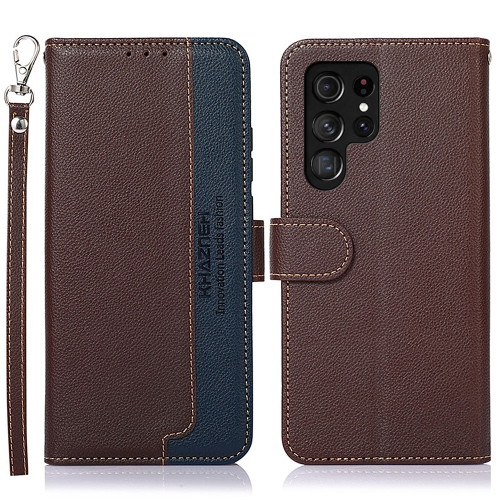 

For Samsung Galaxy S25 Ultra KHAZNEH Litchi Texture Leather RFID Phone Case(Brown)