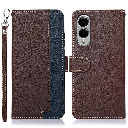 

For Samsung Galaxy S25 Edge 5G KHAZNEH Litchi Texture Leather RFID Phone Case(Brown)