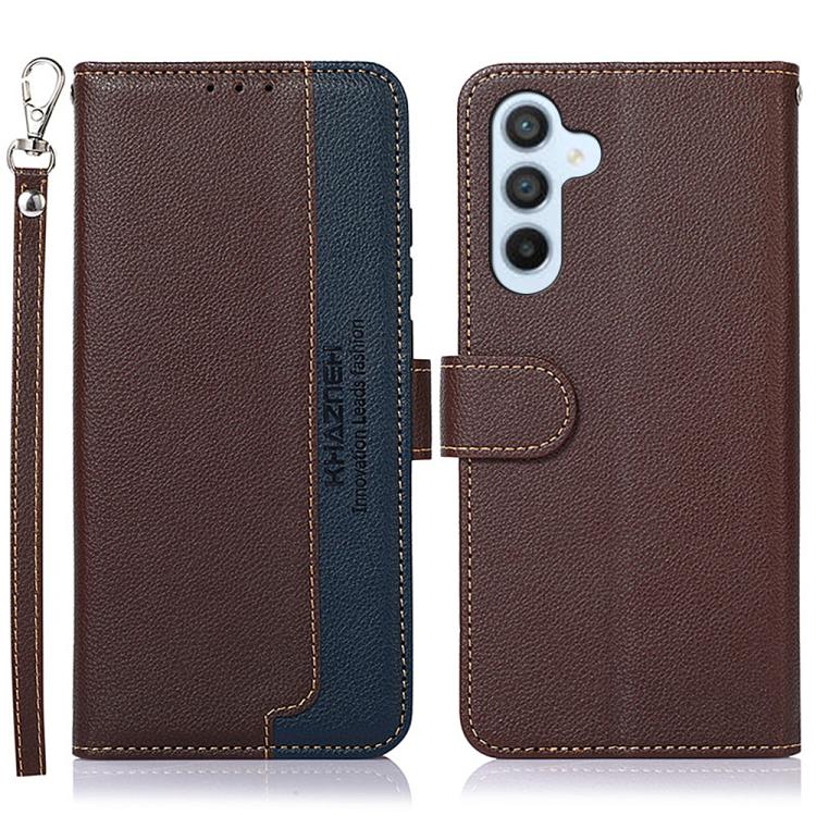 

For Samsung Galaxy S25 FE 5G KHAZNEH Litchi Texture Leather RFID Phone Case(Brown)
