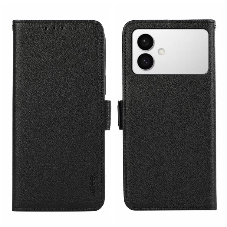 

For Samsung Galaxy S26 Edge 5G ABEEL Side-Magnetic Litchi Pattern Leather RFID Phone Case(Black)