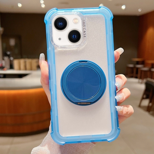 

For iPhone 14 Matte TPU Hybrid PC 3-in-1 MagSafe Holder Phone Case(Blue)