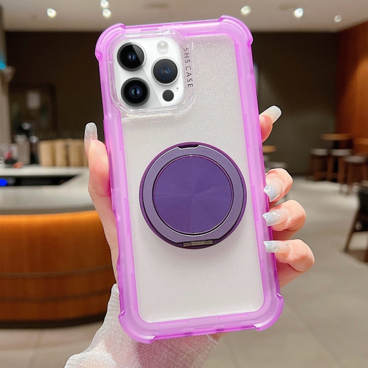 

For iPhone 14 Pro Matte TPU Hybrid PC 3-in-1 MagSafe Holder Phone Case(Purple)