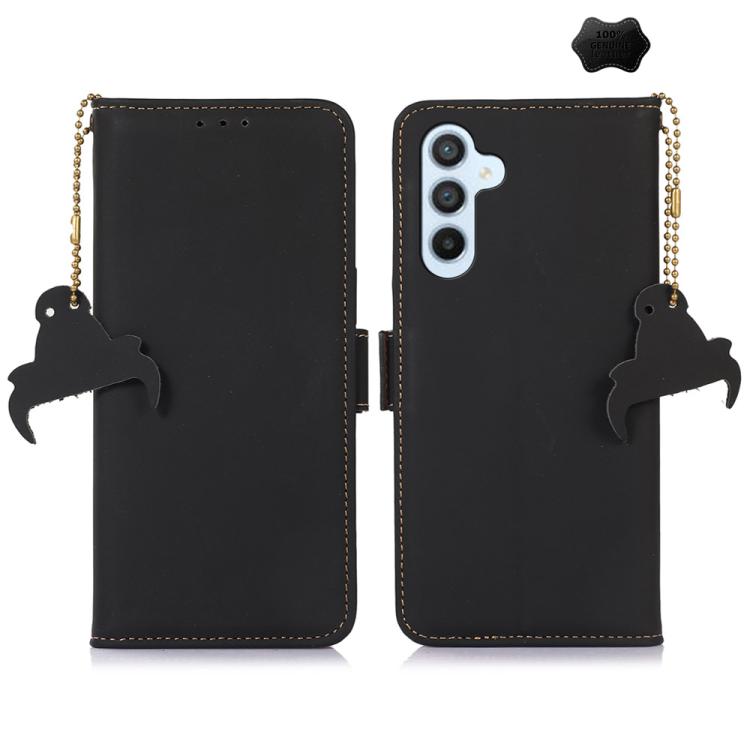 

For Samsung Galaxy S26+ 5G Genuine Leather Magnetic RFID Leather Phone Case(Black)