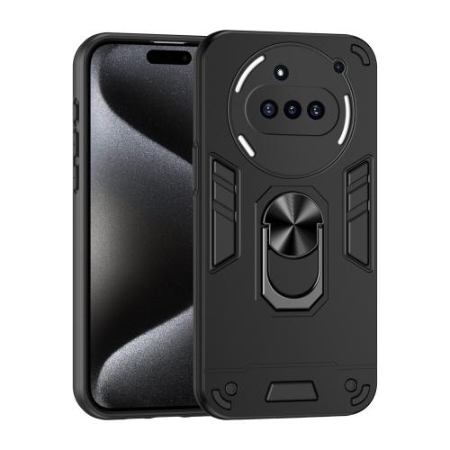 

For Nothing Phone 3a Shockproof Metal Ring Holder Phone Case(Black)