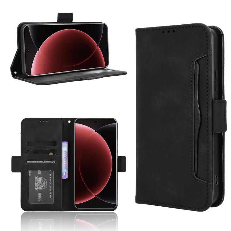 

For Xiaomi 15 Ultra Skin Feel Calf Texture Card Slots Leather Phone Case(Black)