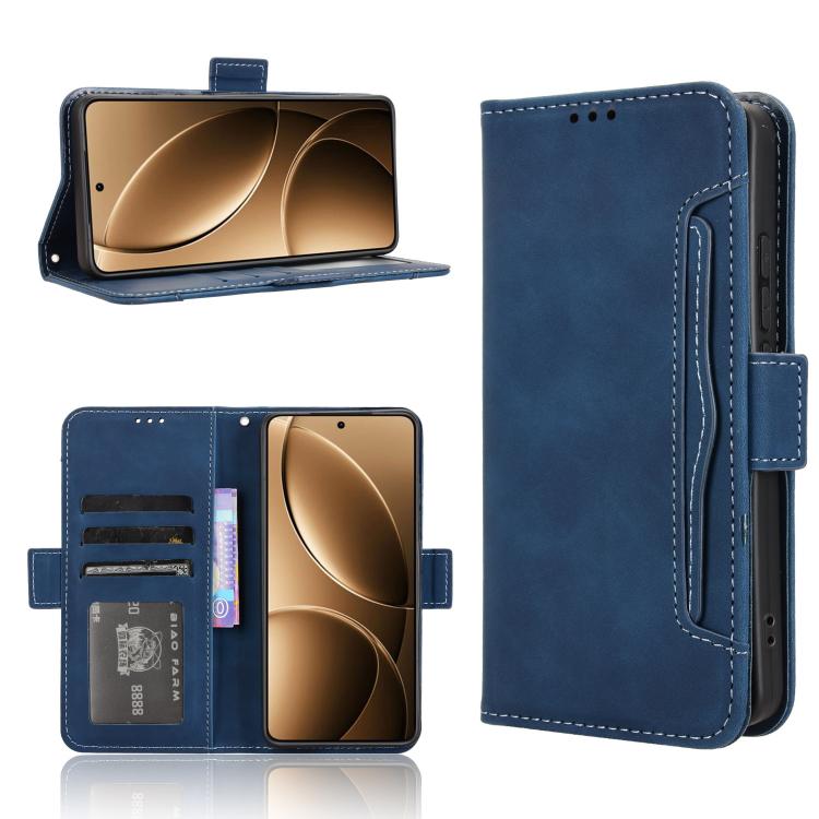 

For Xiaomi Poco F7 Pro 5G / F7 Ultra Skin Feel Calf Texture Card Slots Leather Phone Case(Blue)