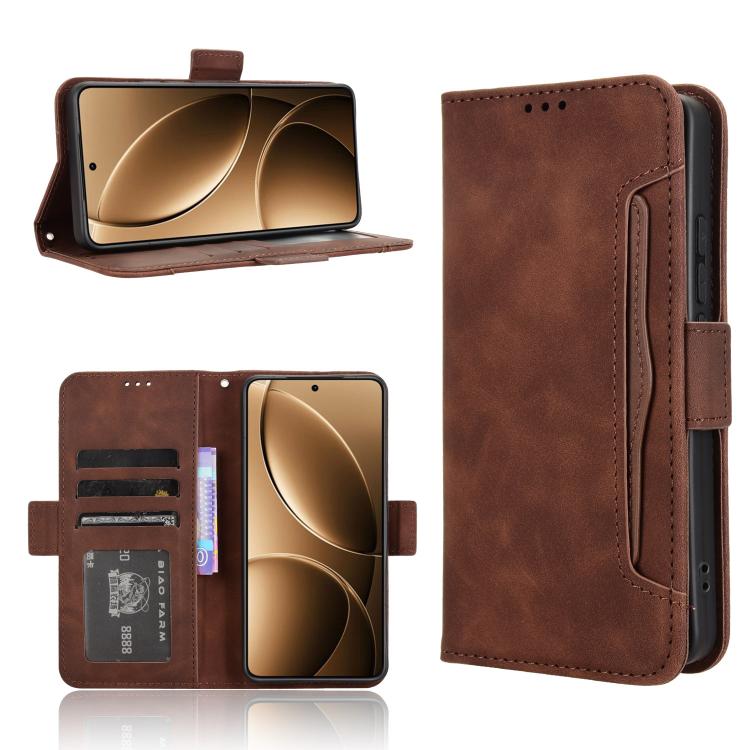 

For Xiaomi Poco F7 Pro 5G / F7 Ultra Skin Feel Calf Texture Card Slots Leather Phone Case(Brown)