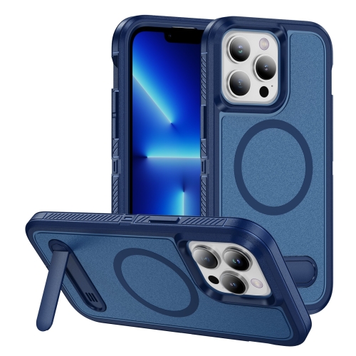 

For iPhone 13 Pro Guard MagSafe Holder Matte PC Hybrid TPU Phone Case(Royal Blue)