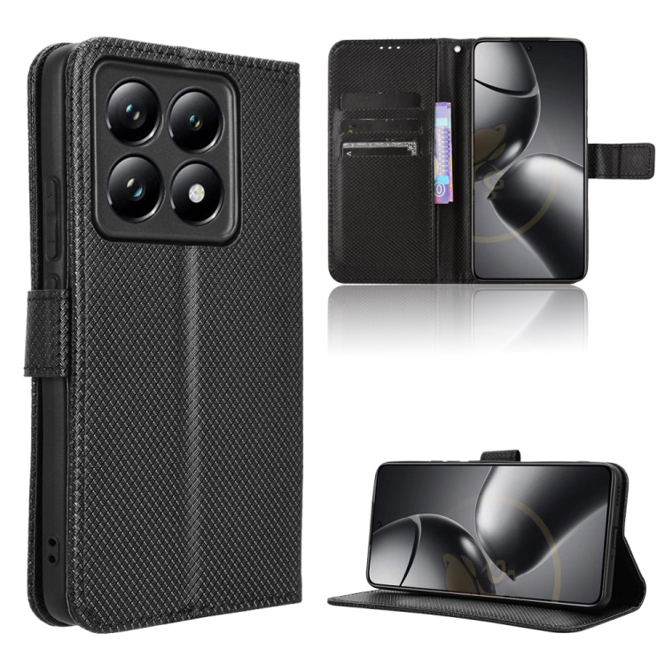 

For Xiaomi 14T Pro Diamond Texture Leather Phone Case(Black)