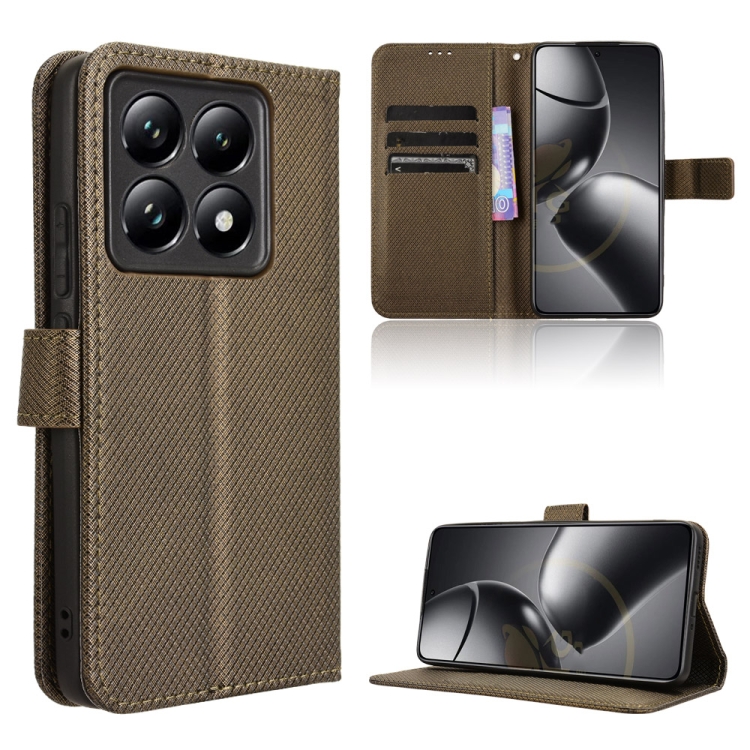

For Xiaomi 14T Pro Diamond Texture Leather Phone Case(Brown)