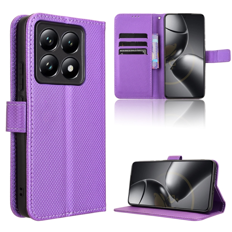 

For Xiaomi 14T Pro Diamond Texture Leather Phone Case(Purple)