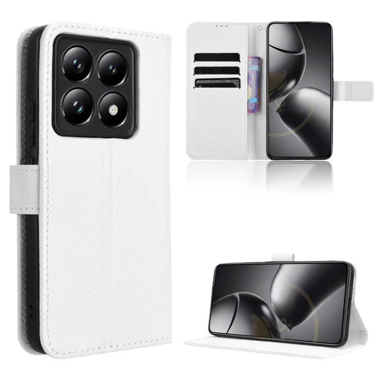 

For Xiaomi 14T Diamond Texture Leather Phone Case(White)