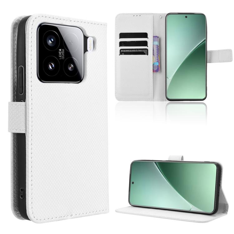 

For Xiaomi 15 Diamond Texture Leather Phone Case(White)