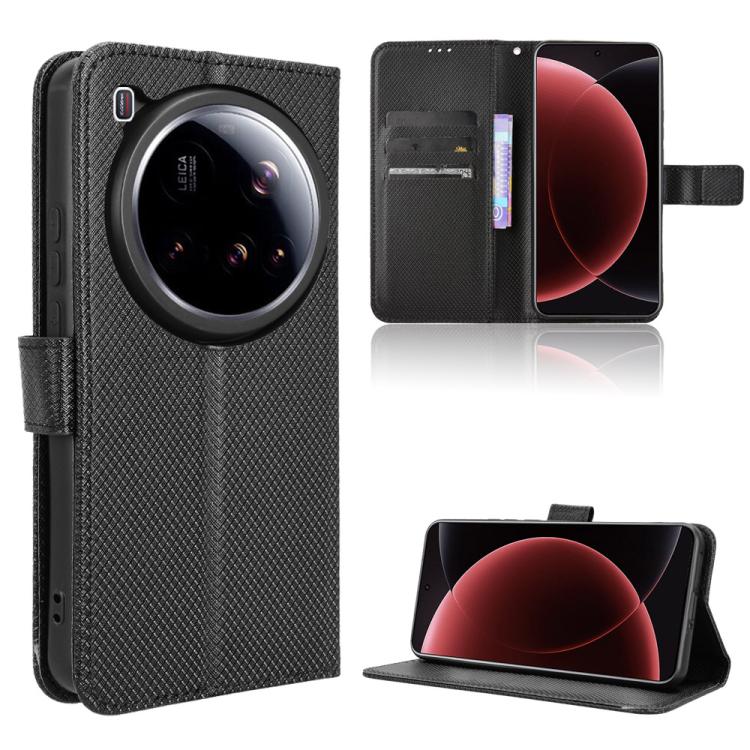 

For Xiaomi 15 Ultra Diamond Texture Leather Phone Case(Black)