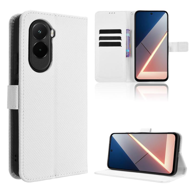 

For Xiaomi Poco M7 4G 171mm Diamond Texture Leather Phone Case(White)