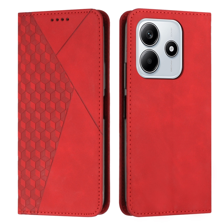 

For Redmi Note 14 5G Global Diamond Splicing Skin Feel Magnetic Leather Phone Case(Red)