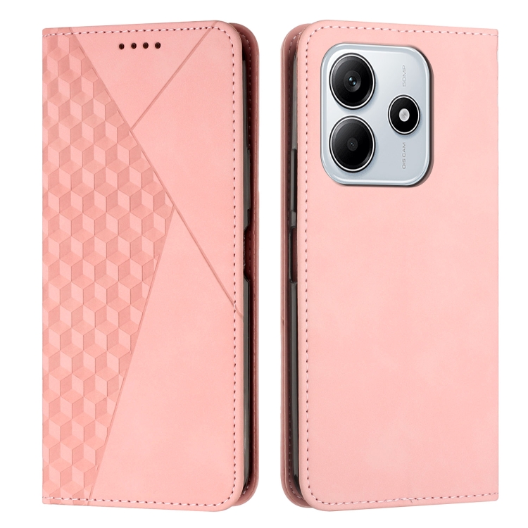 

For Redmi Note 14 5G Global Diamond Splicing Skin Feel Magnetic Leather Phone Case(Rose Gold)
