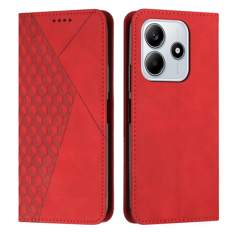 

For Redmi Note 14 4G 163.25mm Diamond Splicing Skin Feel Magnetic Leather Phone Case(Red)