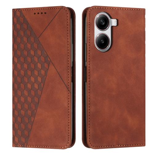 

For Redmi Turbo 4 / Xiaomi Poco X7 Pro Diamond Splicing Skin Feel Magnetic Leather Phone Case(Brown)