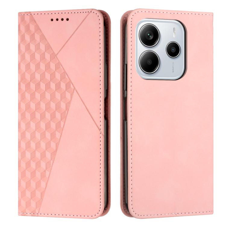 

For Redmi Note 14 4G 164.84mm Diamond Splicing Skin Feel Magnetic Leather Phone Case(Rose Gold)