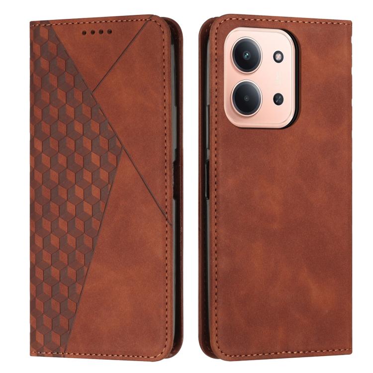 

For Redmi 15C 4G 171.5mm / Poco C85 4G Diamond Splicing Skin Feel Magnetic Leather Phone Case(Brown)