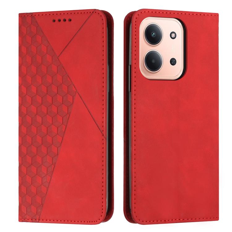

For Redmi 15C 5G / 4G Global 171mm Diamond Splicing Skin Feel Magnetic Leather Phone Case(Red)